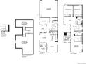 Detailed floor plan showcasing the layout of the home, including living spaces, bedrooms, and garage at 5456 S Elk Way, Aurora, CO 80016