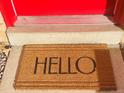 Front doormat with the word HELLO welcomes visitors at 799 N Holly St, Denver, CO 80220
