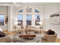 Bright living room featuring stylish furniture, large windows, a modern chandelier, and city views at 1521 Central St # 3C, Denver, CO 80211