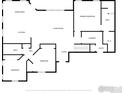Floor plan featuring a primary bedroom with en-suite bath, kitchen, dining area, living room, and two bedrooms at 11499 County Road 40.5, Platteville, CO 80651