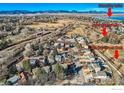 Aerial view showcasing the home's location near Stanley Lake at 8093 Miller Cir, Arvada, CO 80005