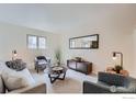 Living room featuring neutral palette and modern furniture at 1518 Chambers Dr, Boulder, CO 80305