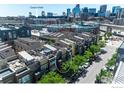 Aerial view of townhouses near Coors Field, offering city views and a desirable urban setting at 2900 Inca St # 12, Denver, CO 80202