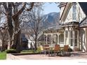 Outdoor patio with mountain views and seating area at 809 Pine St, Boulder, CO 80302