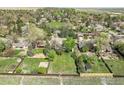 Aerial view of a residential neighborhood with well-kept homes, mature trees, a park, and grassy yards at 4667 Ashfield Dr, Boulder, CO 80301