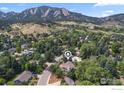 Aerial view showcasing the home's location and mountain views at 1401 Mariposa Ave, Boulder, CO 80302
