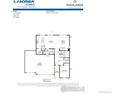 Floor plan showcasing the layout of the home's first floor, featuring a kitchen, dining area, and garage at 16815 Mckay Dr, Mead, CO 80542