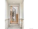 View of the entryway with a modern door, staircase, and stylish decor at 1575 Kalmia Ave, Boulder, CO 80304