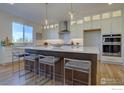 Contemporary kitchen featuring a large island with seating, modern appliances, and ample counter space at 913 Saint Andrews Ln, Louisville, CO 80027