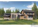 A contemporary home boasting a blend of stone, wood, and stucco, with large windows offering ample natural light at 2103 Scottsdale Rd, Berthoud, CO 80513