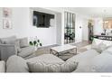 Cozy living room featuring a comfortable sofa, stylish coffee table, and modern decor at 16722 Chilton Dr, Mead, CO 80542