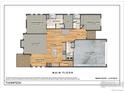 Detailed main floor plan featuring open kitchen, living, and dining areas with two-car garage and patio at 24157 E River Front Dr, Aurora, CO 80019