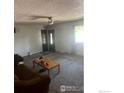 Living room with neutral walls and gray carpet at 110 Lawley Dr, Erie, CO 80516