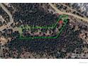 Aerial view of property boundary nestled amongst the lush trees at 30690 Highway 72, Golden, CO 80403