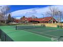 Well-maintained community tennis court surrounded by lush greenery at 10895 W Half Moon Pass, Littleton, CO 80127