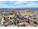 Expansive aerial view showing neighborhood, nearby Valmont City and Christensen Parks at 3076 Fulton Cir, Boulder, CO 80301