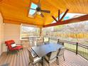 Covered outdoor patio area includes vaulted wood ceilings, built-in grill, and backyard access at 1069 Monarch Way, Superior, CO 80027