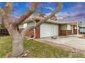 Charming home exterior featuring a brick facade, two-car garage and a tree with a swing at 16 Texas Ln, Longmont, CO 80501