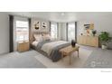 Spacious bedroom with neutral tones, large windows, and ample natural light at 840 Leeward St, Lochbuie, CO 80603