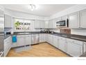 Well-lit kitchen featuring stainless steel appliances, grey cabinets, and hardwood floors at 803 Laurel Ave, Boulder, CO 80303