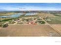 Aerial view of property featuring a spacious lot, scenic views, and proximity to Boulder Creek at 1920 Country Dr, Frederick, CO 80504