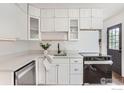 Bright kitchen with white cabinets, modern appliances, and sleek countertops at 1557 North St, Boulder, CO 80304