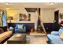 Cozy living room featuring bright walls, eclectic decor, a wood burning stove, and comfortable seating arrangements at 501 Main St, Boulder, CO 80302