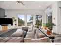 Spacious living room with large windows offering scenic views, a comfortable couch and modern design at 524 Cutter Ln, Boulder, CO 80302