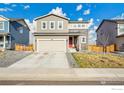 Charming two-story home with a well-maintained lawn and a two-car garage on a beautiful day at 6163 Easton Cir, Frederick, CO 80504