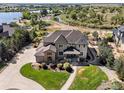 Picturesque aerial view of a beautiful home with lush greenery and meticulously maintained landscaping at 12648 Waterside Ln, Longmont, CO 80504