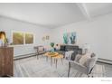 Comfortable living room featuring stylish decor, natural light, and a cozy seating arrangement on a patterned rug at 1580 S Krameria St, Denver, CO 80224