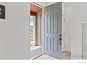Bright entryway featuring a modern blue door that leads to a welcoming interior space at 2338 Irons St, Erie, CO 80516