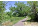 Scenic walking path surrounded by lush greenery and mature trees at 308 Baron Ave, Lafayette, CO 80026