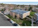 Straight shot aerial view of building exterior and parking lot at 1608 Cottonwood Dr # 6, Louisville, CO 80027