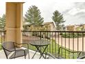 Outdoor balcony with table and chairs; perfect for relaxing or enjoying neighborhood views at 4500 Baseline Rd # 3203, Boulder, CO 80303