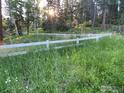 A charming white fence stands amidst vibrant green grass, creating a picturesque scene at 27921 Alabraska Ln, Evergreen, CO 80439