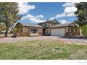 Charming single-Gathering home featuring a two-car garage, stone accents, and a spacious front yard on a sunny day at 1866 Mountain View St, Erie, CO 80516