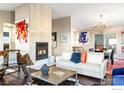 Bright living room with a fireplace, stylish furniture, and access to the outdoor deck at 2700 Crestridge Ct, Boulder, CO 80302