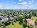 Beautiful aerial view of the neighborhood and a community tennis court at 4059 Nevis St, Boulder, CO 80301