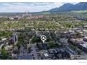 Aerial view showcasing the property's close proximity to CU Boulder and surrounding neighborhood at 1837 Walnut St # E, Boulder, CO 80302