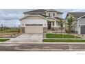 Two-story home featuring a two-car garage and a well-maintained front lawn at 5881 Aspenglow St, Longmont, CO 80504
