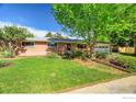 Inviting brick home with a lush lawn, mature trees, and a charming front yard at 1800 Atwood St, Longmont, CO 80501