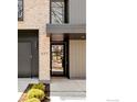 Contemporary entryway showcasing the front door and house number at 633 Dexter St, Denver, CO 80220