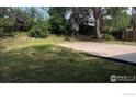 Large, grassy backyard with a basketball court and mature trees, perfect for outdoor activities and relaxation at 12820 Dexter St, Thornton, CO 80241