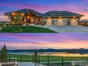 Beautiful home exterior with well-manicured landscaping and an inviting entrance at dusk at 2387 Harding Park Ct, Berthoud, CO 80513