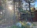 Charming cabin exterior with beautiful surrounding trees and stone landscaping at 133 Mine Ln, Boulder, CO 80302
