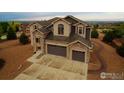 Stunning aerial view of a spacious home with well-manicured landscaping and a large driveway at 3106 Megan Way, Berthoud, CO 80513