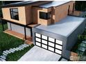 Contemporary home showcasing wood accents, an attached garage, and a modern walkway, enhancing curb appeal at 1265 Hartford Dr, Boulder, CO 80305