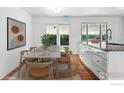 An open-concept kitchen and dining area featuring white cabinetry and modern appliances at 4462 Hamilton Ct, Boulder, CO 80305