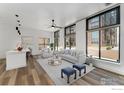 Bright open living room with a modern design, large windows and comfortable seating at 3100 Huron St # 1D, Denver, CO 80202
